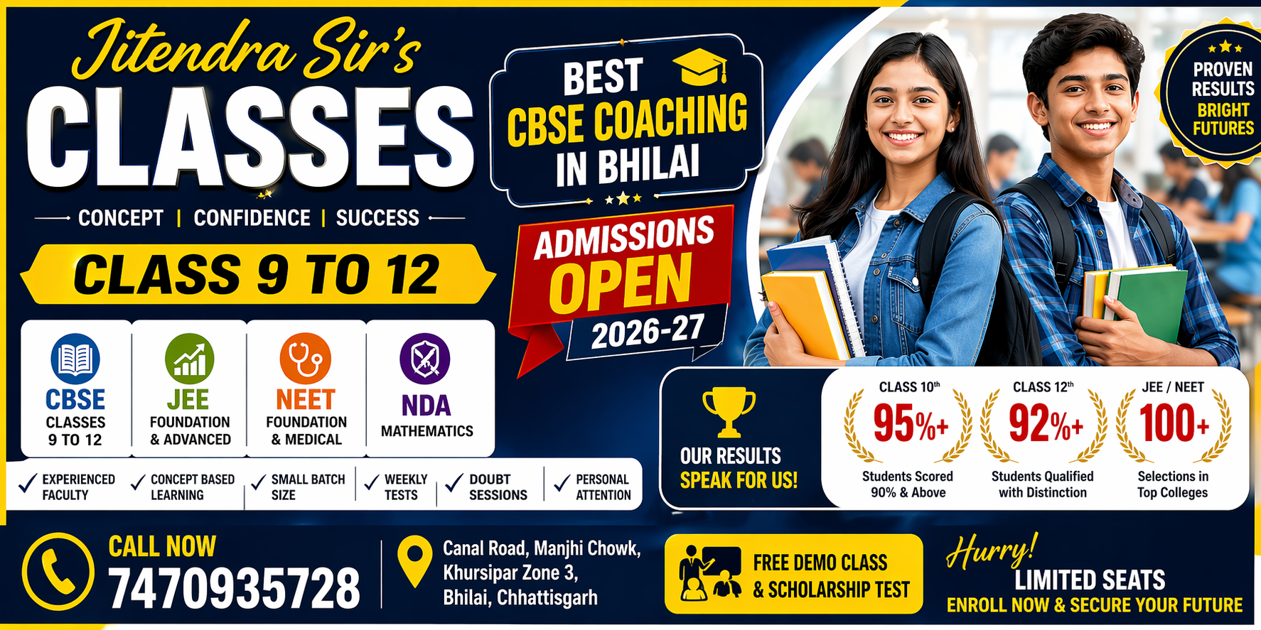 Best CBSE Coaching in Bhilai | Jitendra Sir’s Classes (8–12)